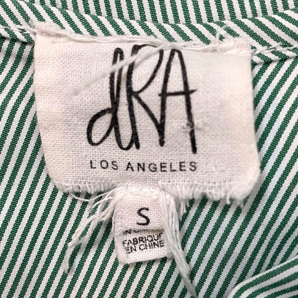 Anthropologie dRA Dramatic Bell Sleeve Striped Preppy Top in Green & White Small - Picture 7 of 10